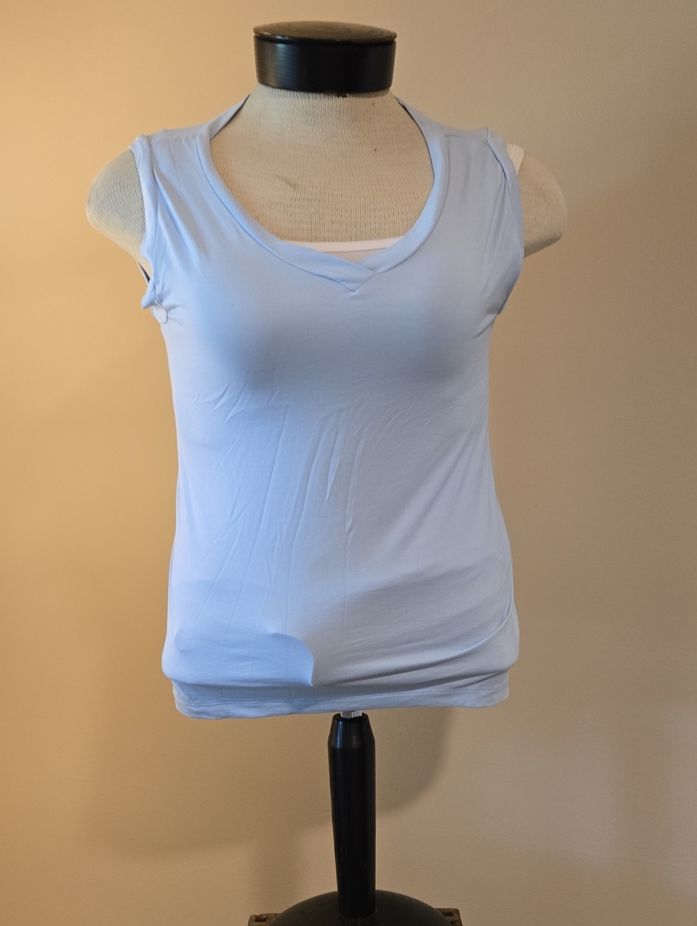 Sleeveless Light Blue V-Neck Women's Top